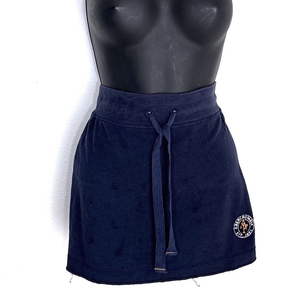 Y2K Abercrombie‎ & Fitch S Navy Blue Terry Cloth Mini Skirt